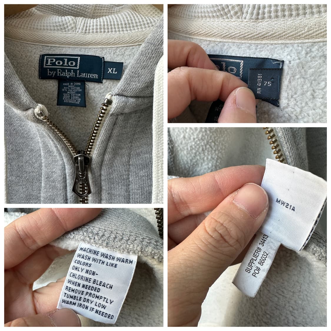 폴로 랄프로렌 기모 후드 집업 라이트 그레이 XL 상품이미지10
