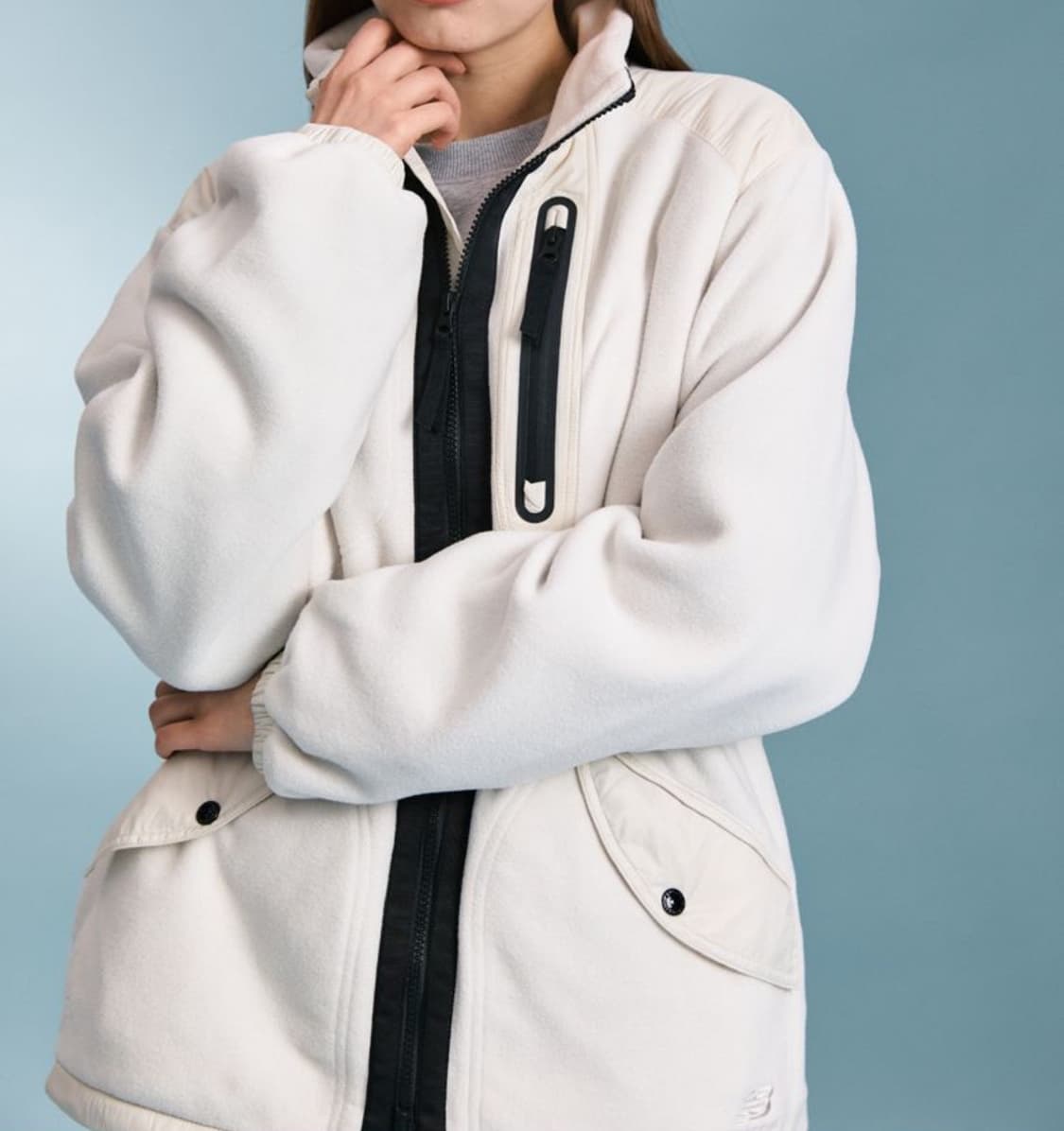 새상품(XXL)이스트로그x뉴발란스 후리스 자켓 크림 상품이미지4