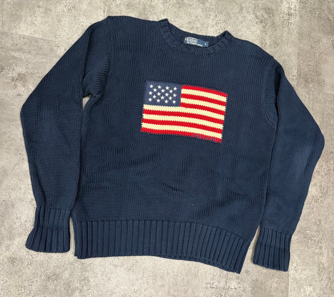 90s 폴로 랄프로렌 성조기 니트 네이비 상품이미지2