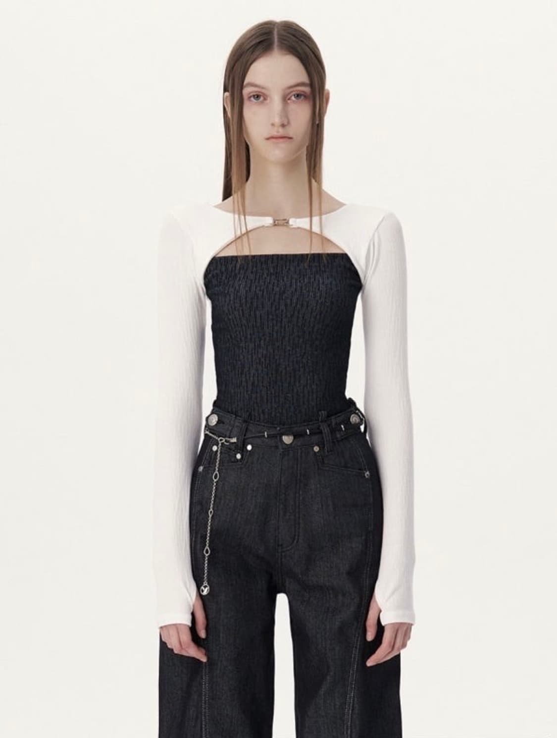 유즈 볼레로 롱 슬리브 니트 탑 상품이미지1