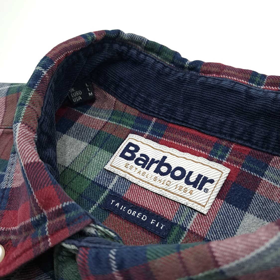 CN952 L 바버 버건디그린 타탄체크 플란넬 긴팔 셔츠 남방 상품이미지4
