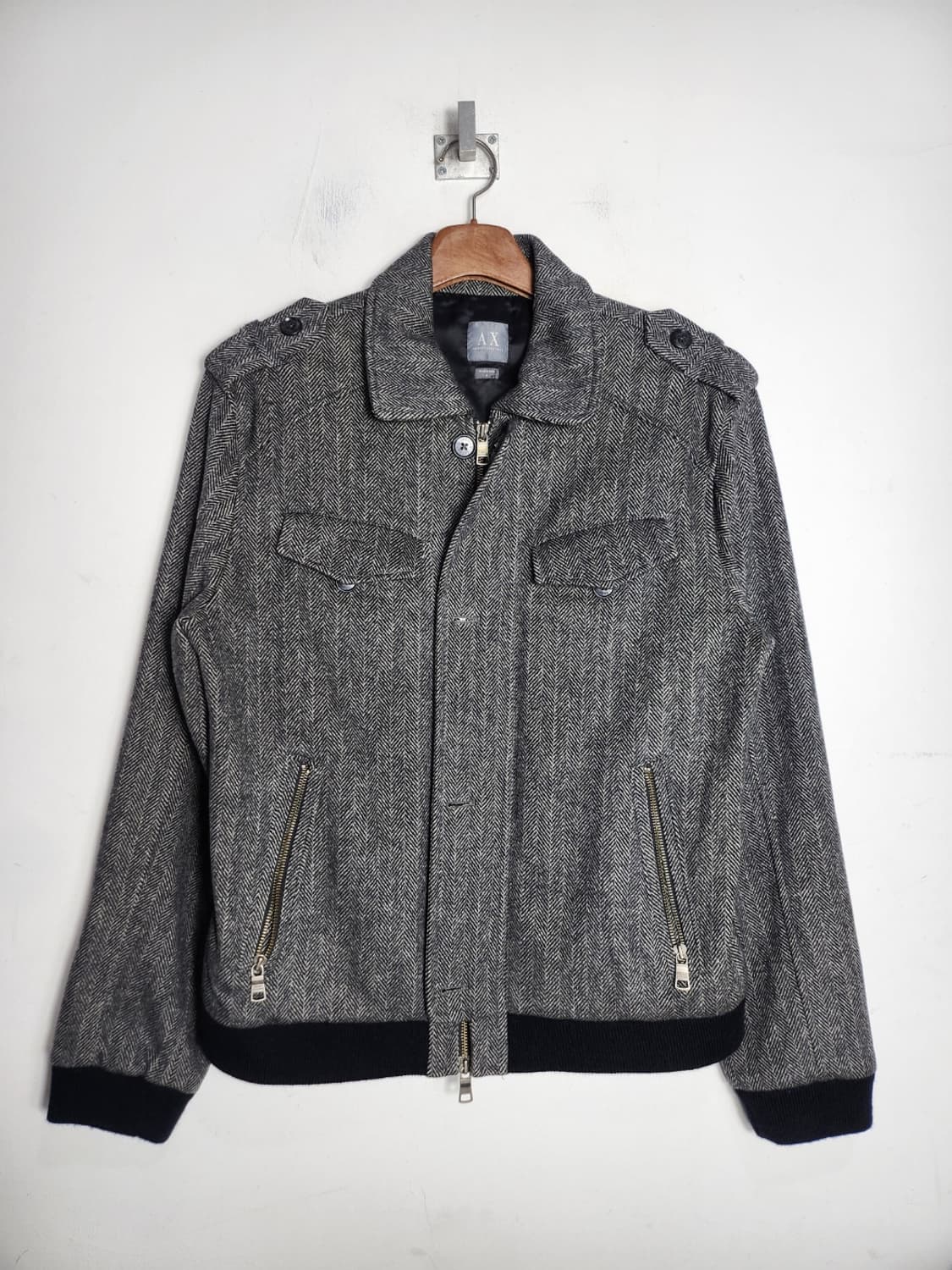 아르마니 익스체인지 헤링본 블루종 자켓 상품이미지1