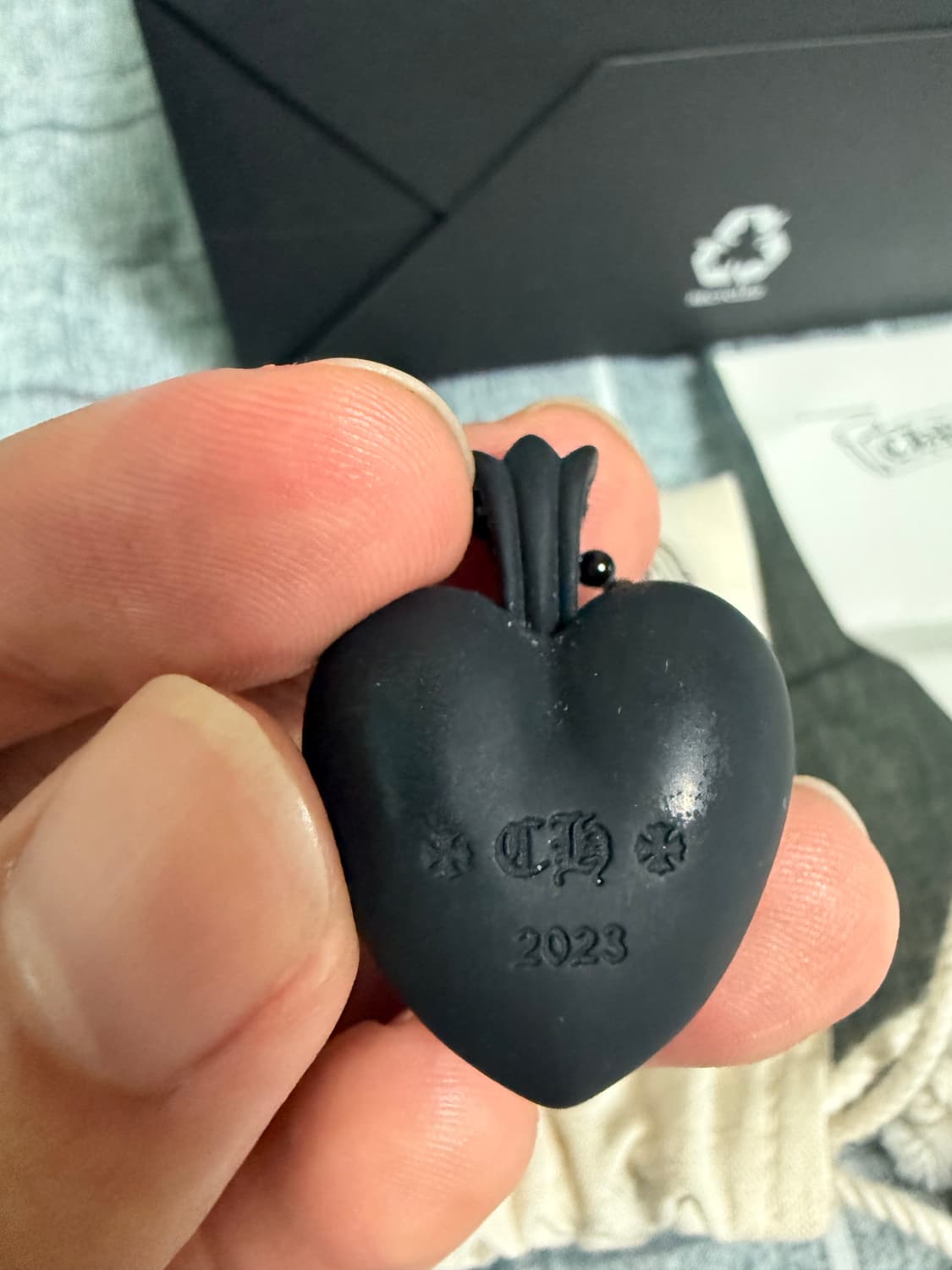 크롬하츠 실리크롬 하트 목걸이 검정 사용감있음 풀구성  상품이미지2