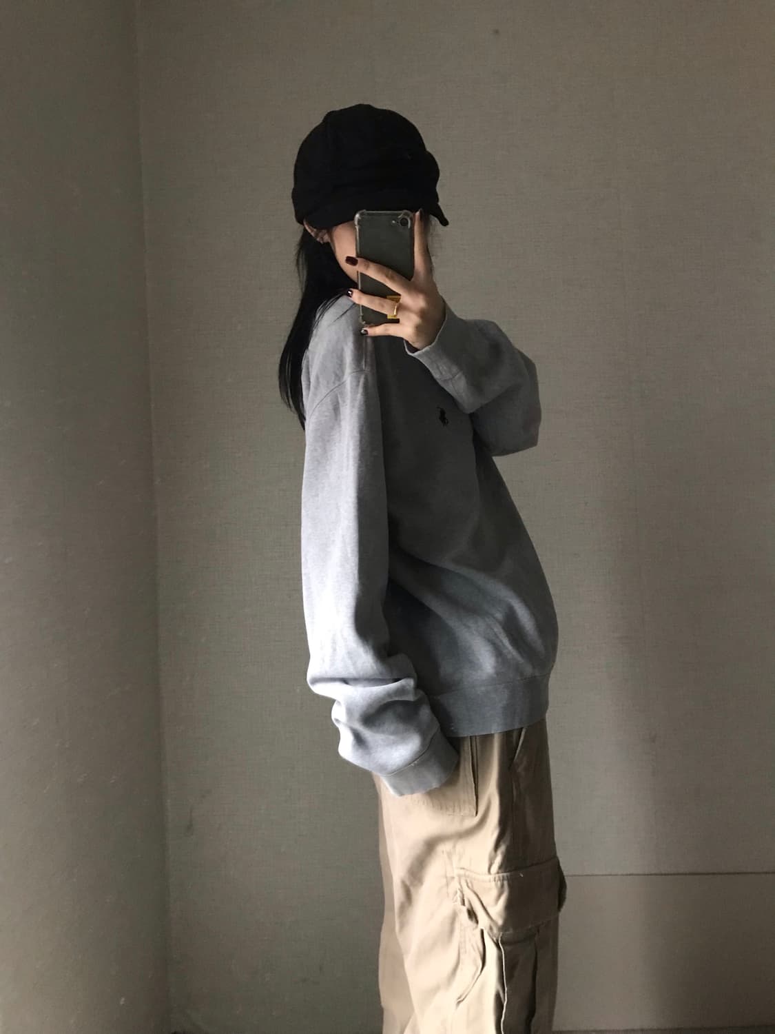 폴로 그레이 오버핏 맨투맨 상품이미지4