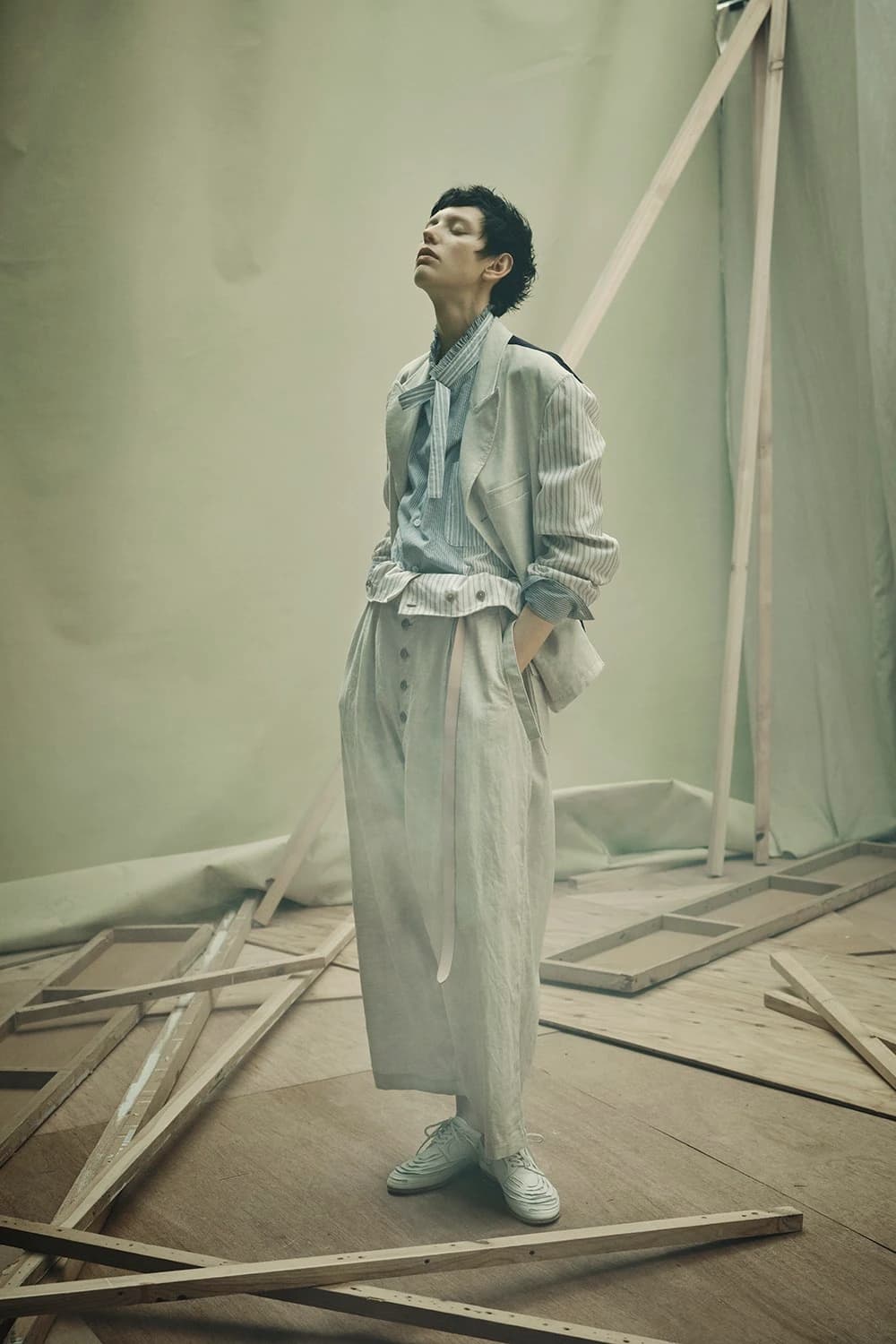 (3,2)22ss요지야마모토 s'yte 베스트 블레이저, 하이웨스트 팬츠 상품이미지5