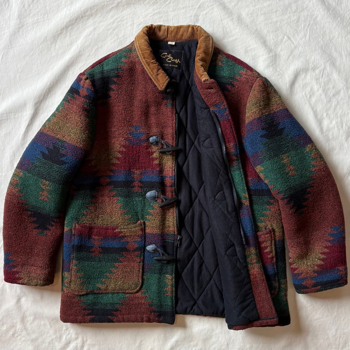 [105] 80s USA Cal Craft 나바호 자카드 더플 자켓 상품이미지2