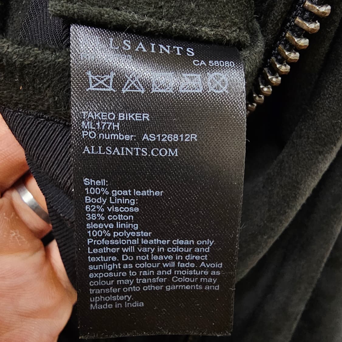 올세인츠 TAKEO 염소가죽 스웨이드 바이커 자켓 상품이미지6