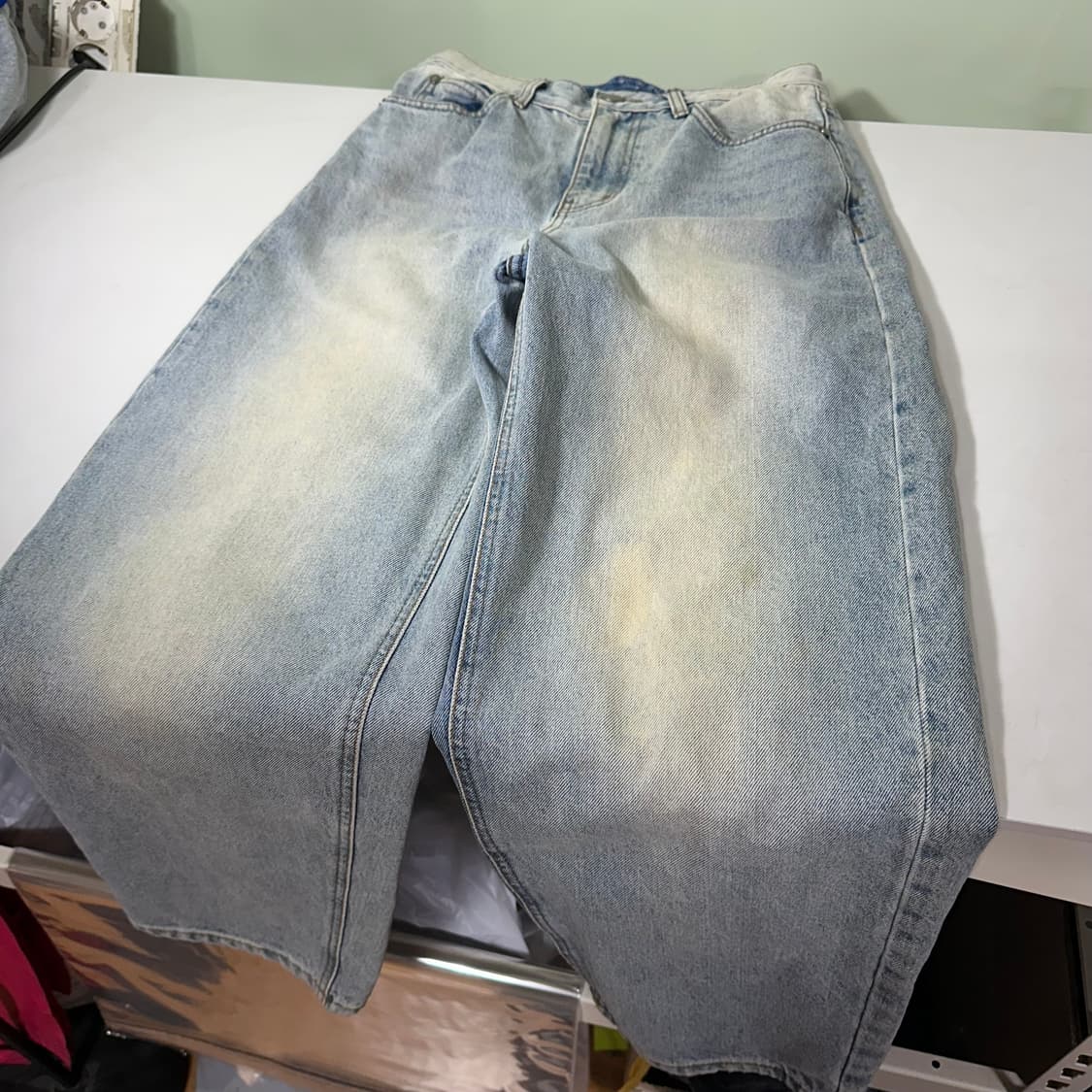 우먼M-L 랑방 LANVIN 빈티워시드 세미벌룬 와이드핏 데님팬츠 상품이미지3