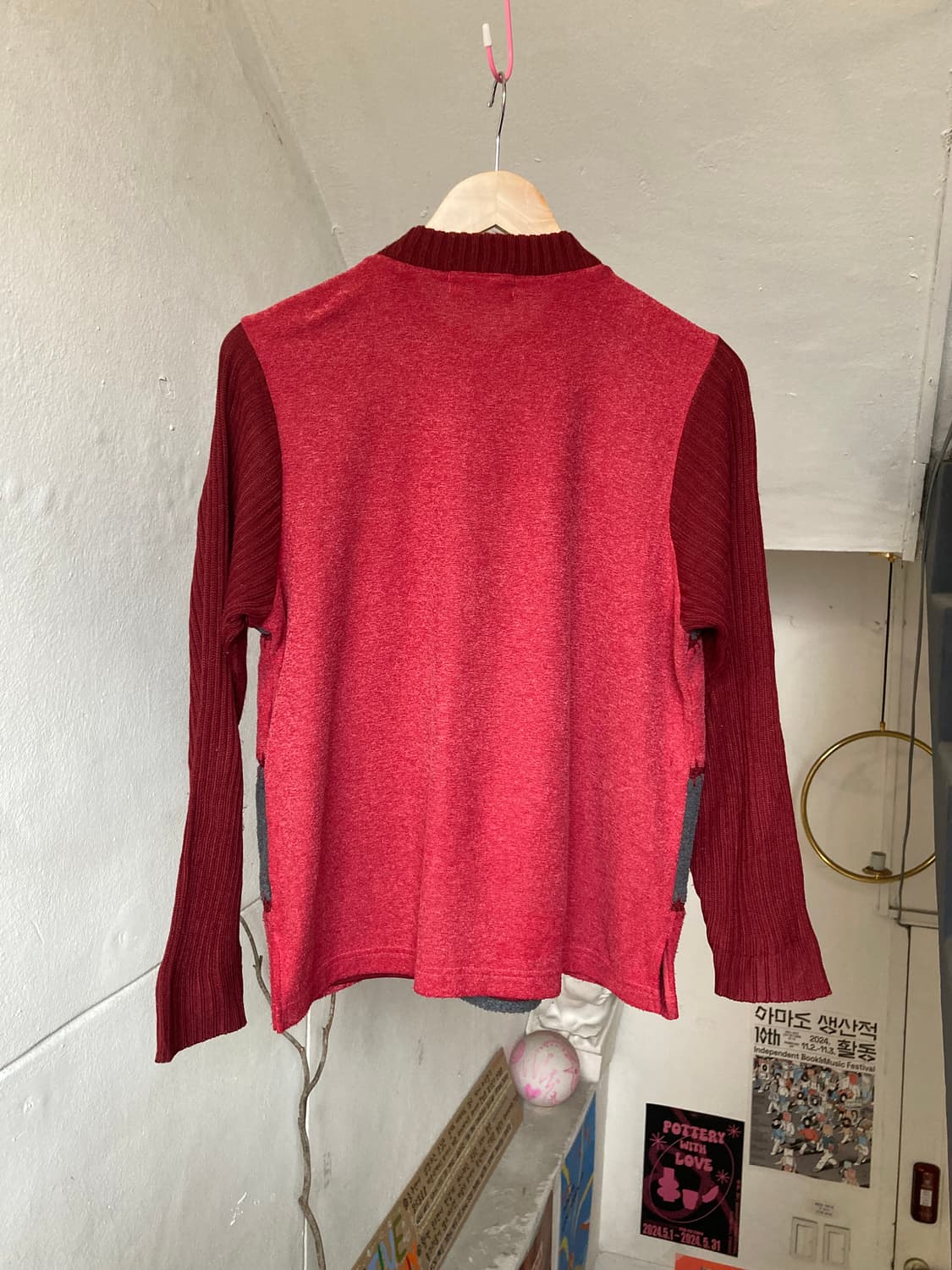 빈티지 버건디 패치 니트 상품이미지5