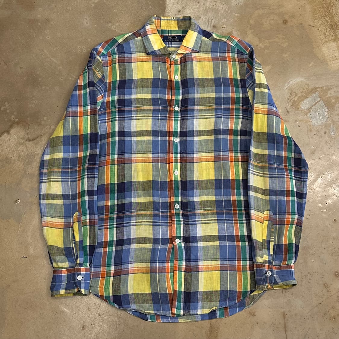 M 폴로랄프로렌 옐로우 린넨 체크 셔츠 상품이미지2