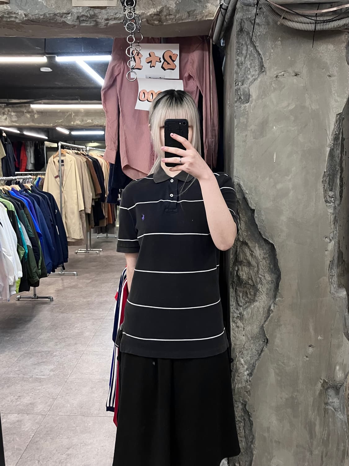 폴로 랄프로렌 스트라이프 카라 반팔 티셔츠 블랙 M #csz3189 상품이미지2