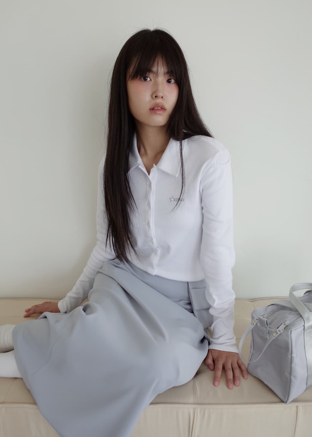 SS23 POCKET LONG SKIRT (PEARL GREY) 상품이미지2