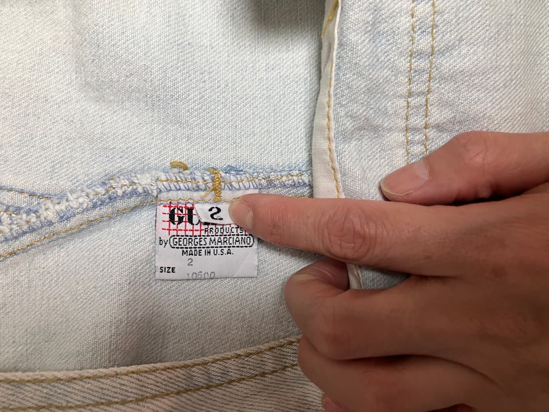 80s 빈티지 게스 데님 청치마 멜빵치마 오버롤 연청 라이트워시  상품이미지6