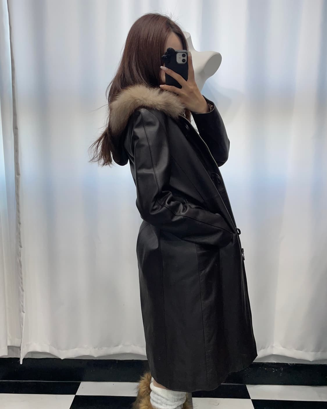 🎸브라운 퍼 레더 롱 코트🎸 상품이미지4