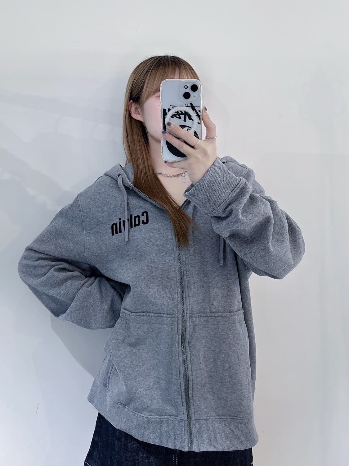 캘빈클라인 그레이 후드집업 상품이미지3