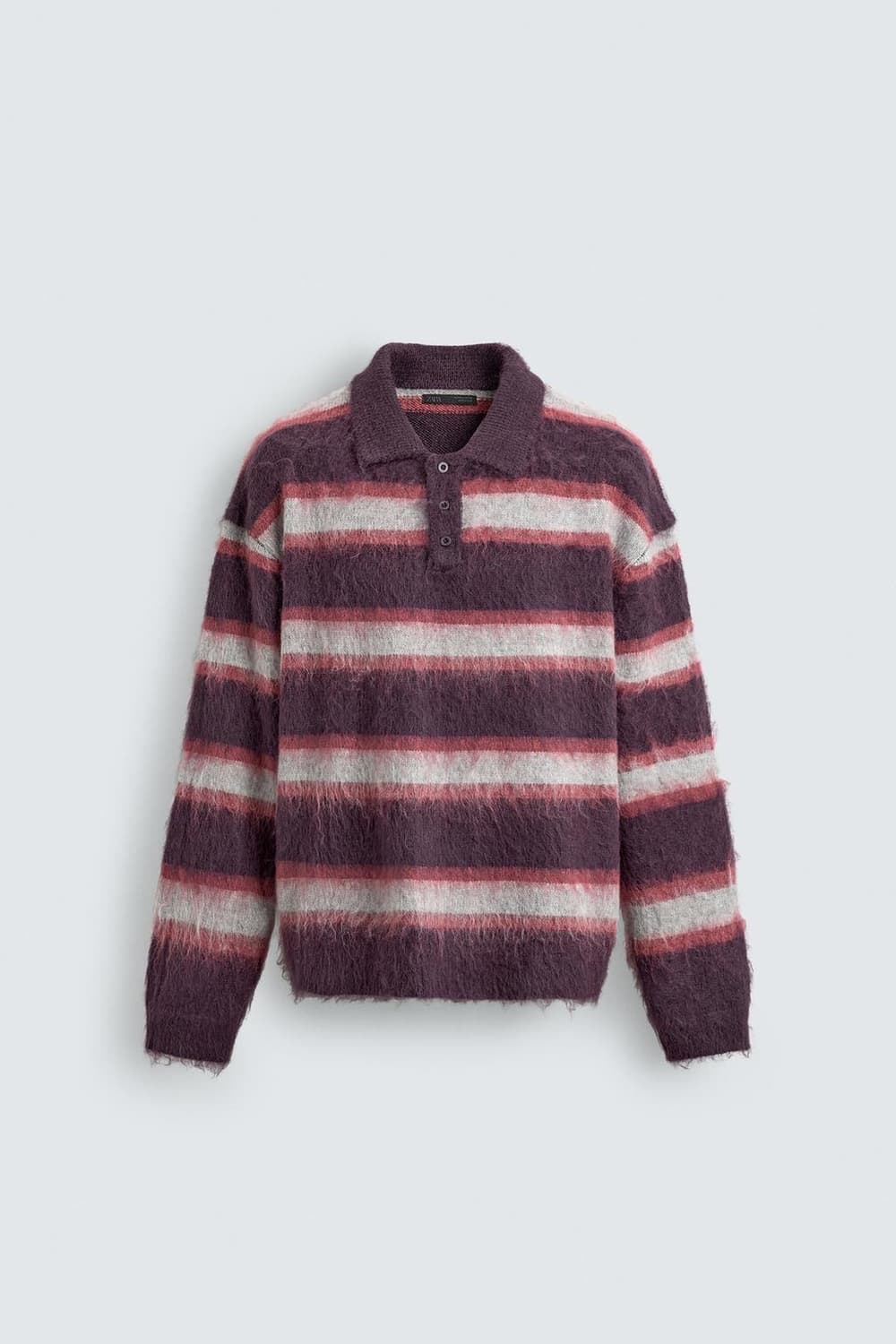 Zara 브러시드 스트라이프 니트 폴로셔츠 상품이미지3