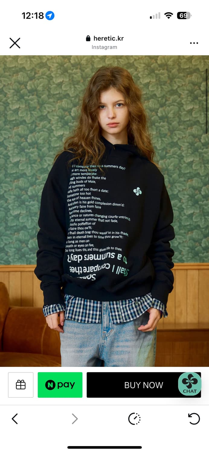 헤레틱 후드티  SONNET 18 HOODIE / black 상품이미지1