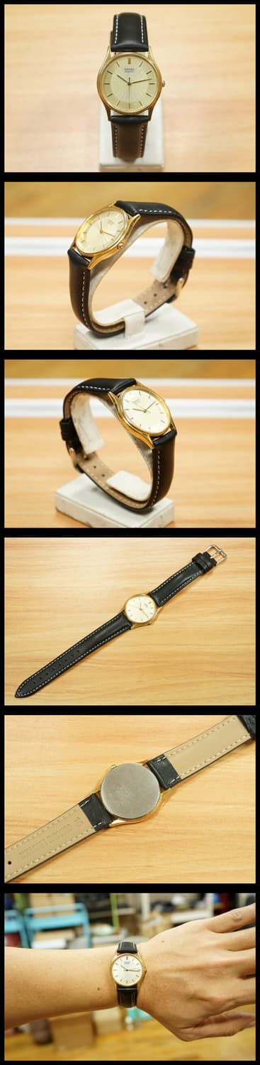 80s 세이코 라운드 프레임 금장 쿼츠 시계 상품이미지2