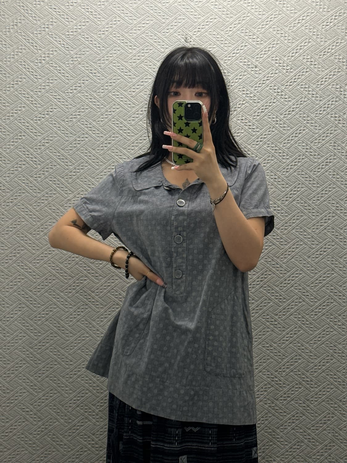 빈티지 코지 모리걸 러블리 팝 도트 땡땡이 롱 반팔티 K0353 상품이미지2