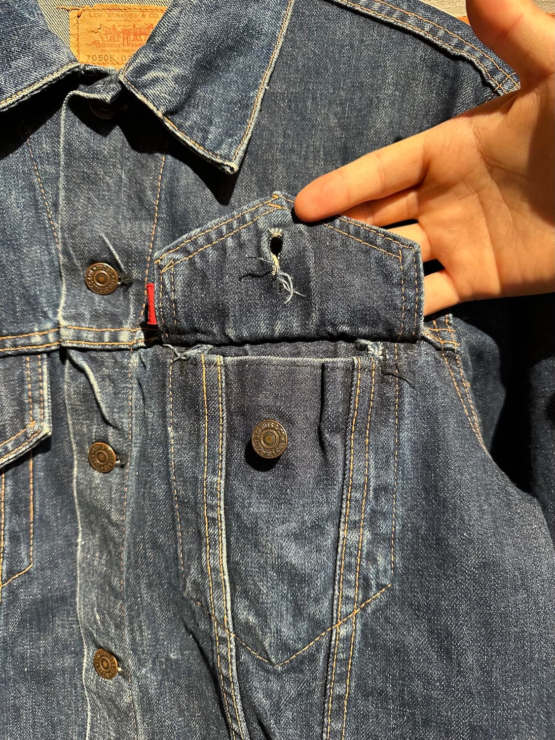 70s USA 빈티지 리바이스 70505 빅E 데님 트러커 자켓 상품이미지4