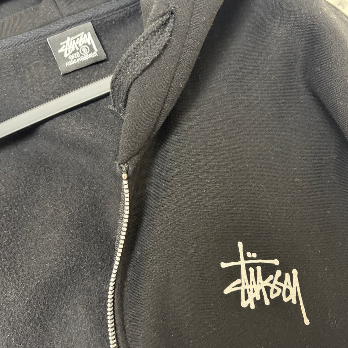 스투시 기모 후드집업 블랙 s 상품이미지4