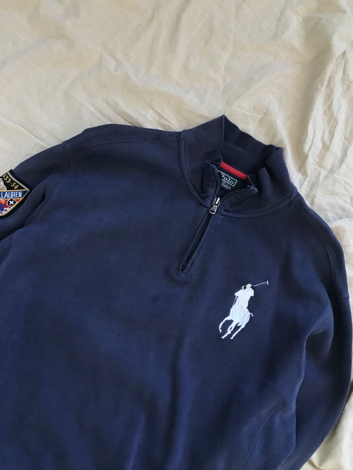 폴로 랄프로렌 빅포니로고 네이비 코튼 반집업 상품이미지6