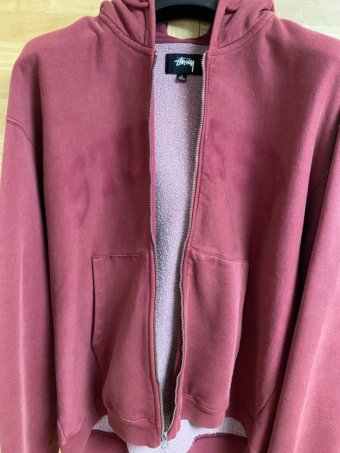 스투시 버건디 후드집업 L사이즈 상품이미지2