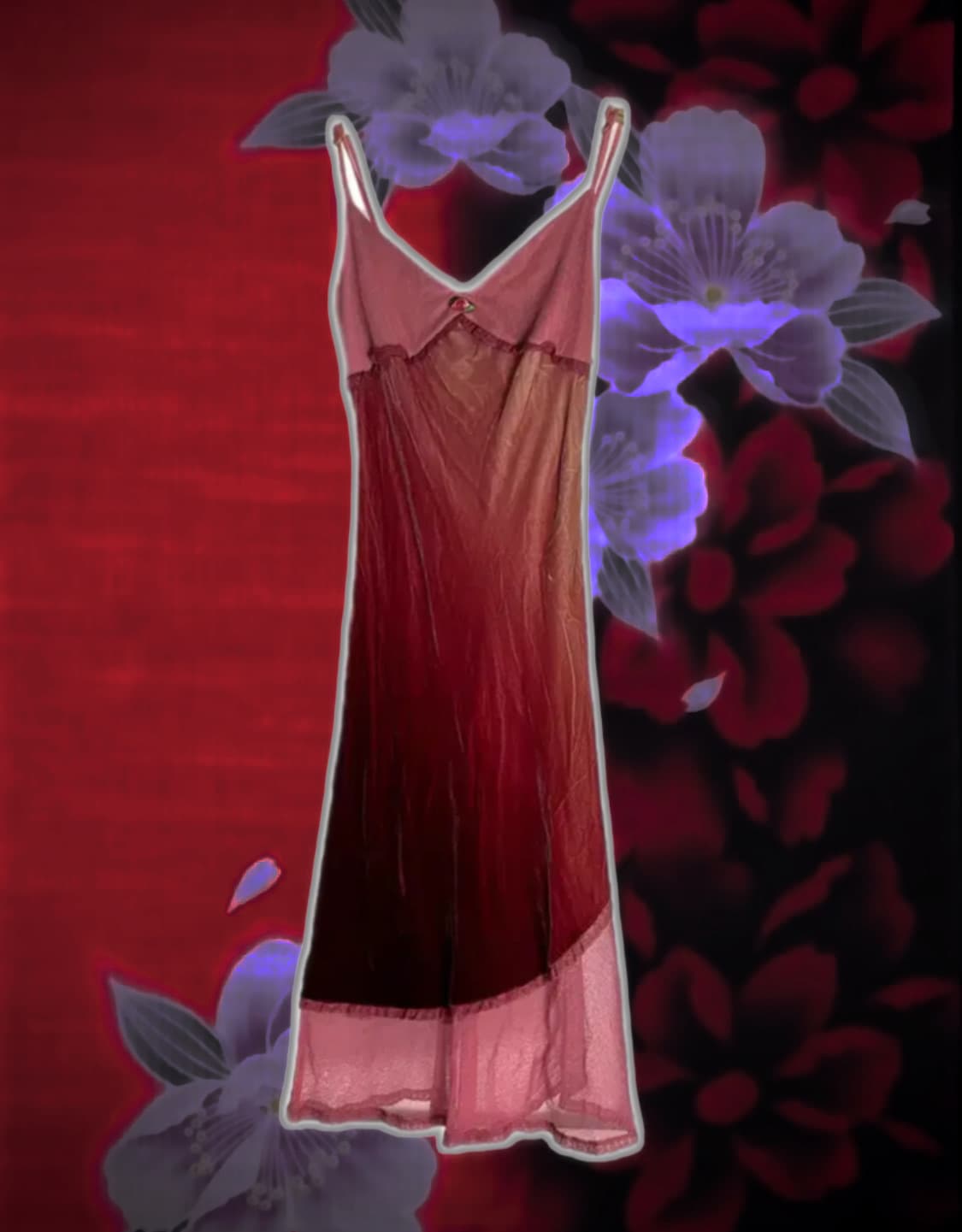 BETSEY JOHNSON 뱃시존슨 그라데이션 벨벳 롱 슬립 원피스 상품이미지4