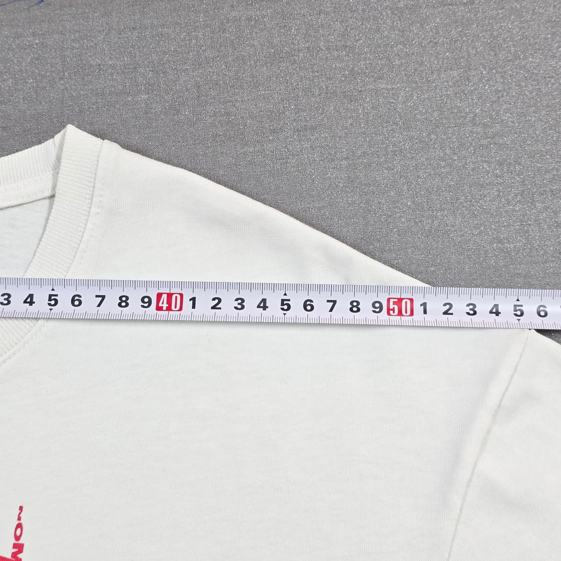 L 100-105 노매뉴얼 레드 프린팅 반팔티셔츠 화이트 상품이미지4