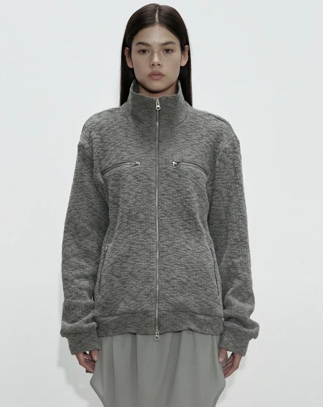 세릭 와플 지퍼 자켓 카키 상품이미지2