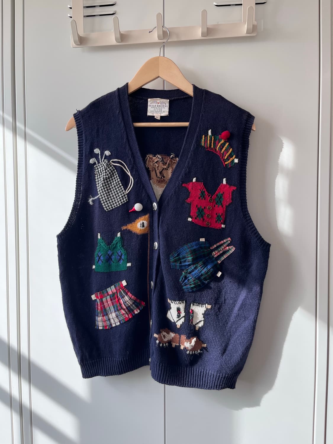 (Rare) Susan bristol 핸드메이드 자수 패치 니트 조끼 상품이미지4