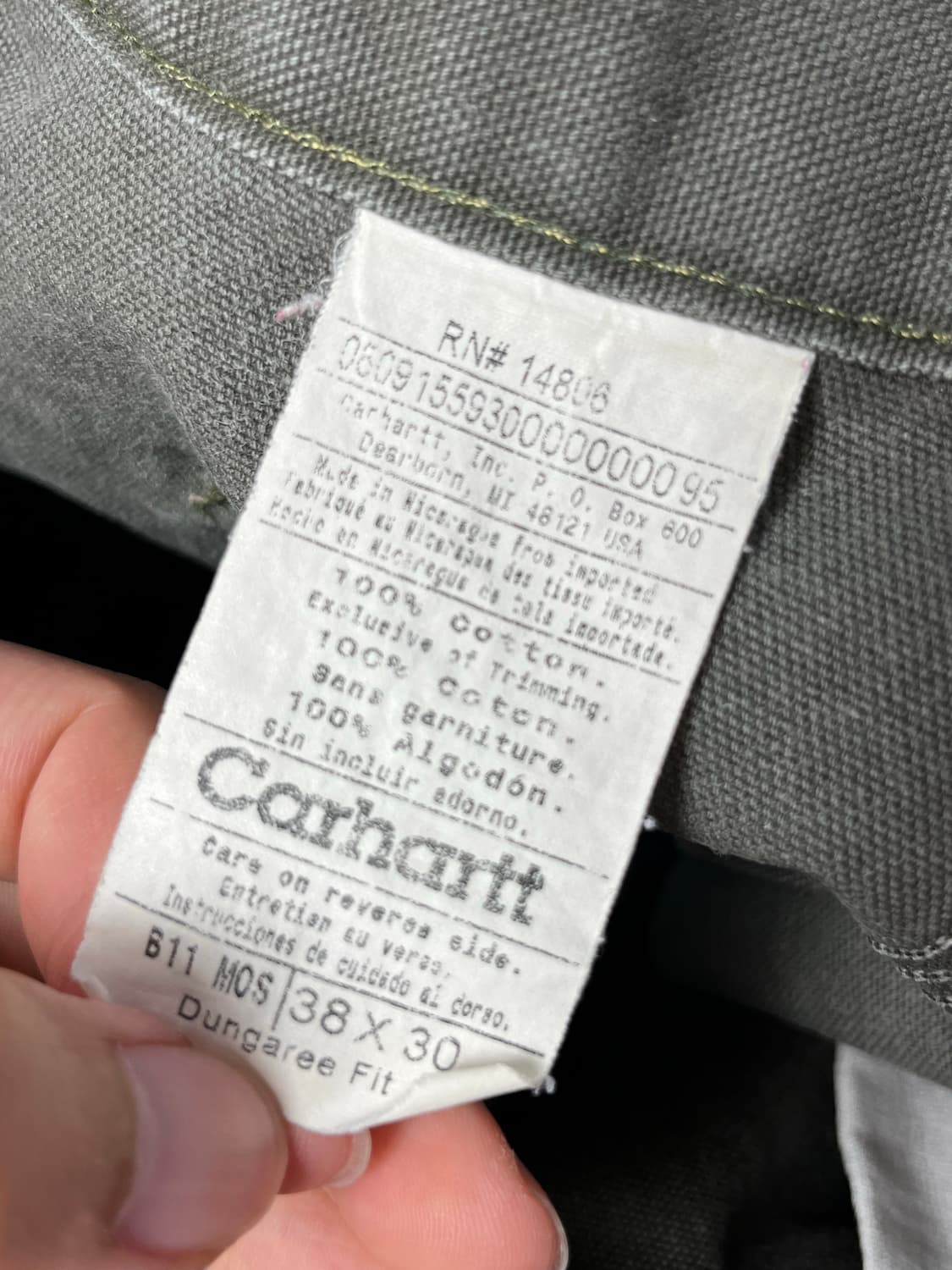 Carhartt B11 MOS 칼하트 빈티지 싱글니 카펜터 모스그린 상품이미지8
