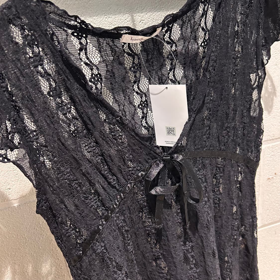 Vintage y2k Black Crochet Shirts 상품이미지2
