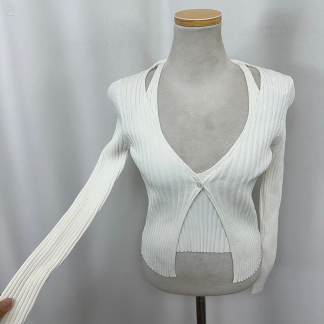 자라 여자 스판 긴팔 니트티 화이트 M 상품이미지3