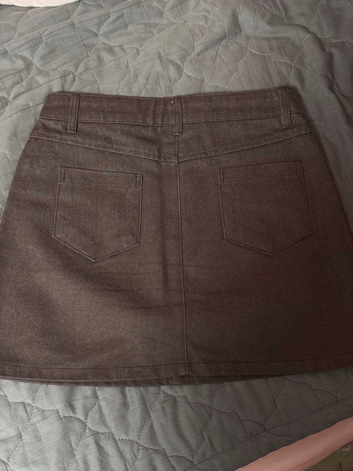 샐볼 데님 미니스커트 브라운 상품이미지3