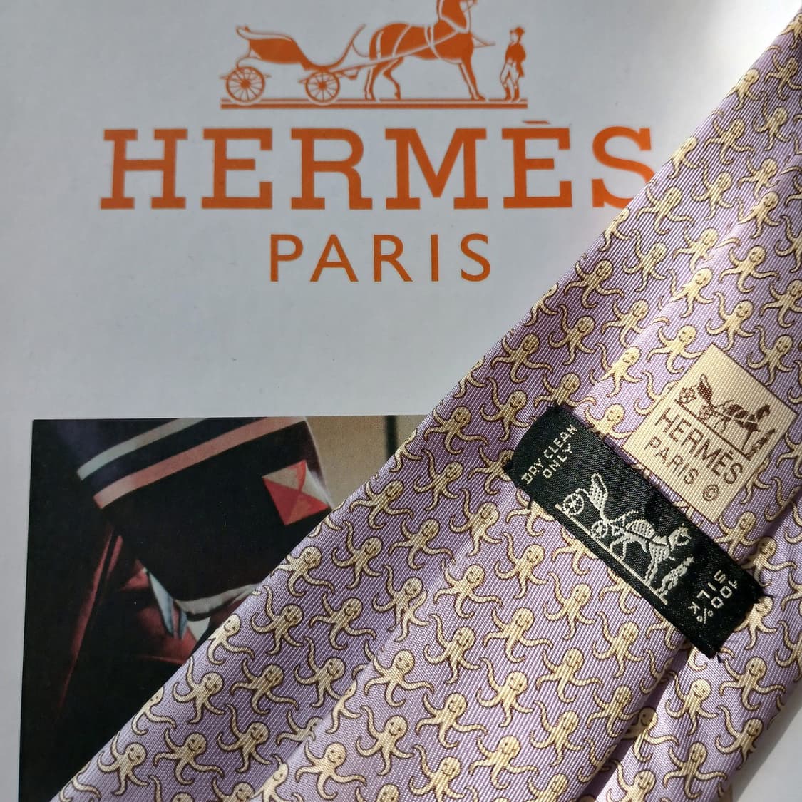 에르메스 실크 라벤더 문어 패턴 넥타이 9.5cm A등급 A18881
 상품이미지5