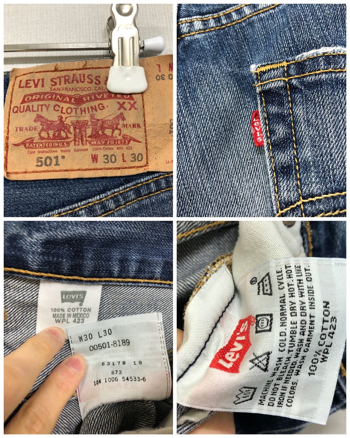Made 멕시코) 리바이스 501 일자핏 워싱 데님팬츠 청바지 30 상품이미지10