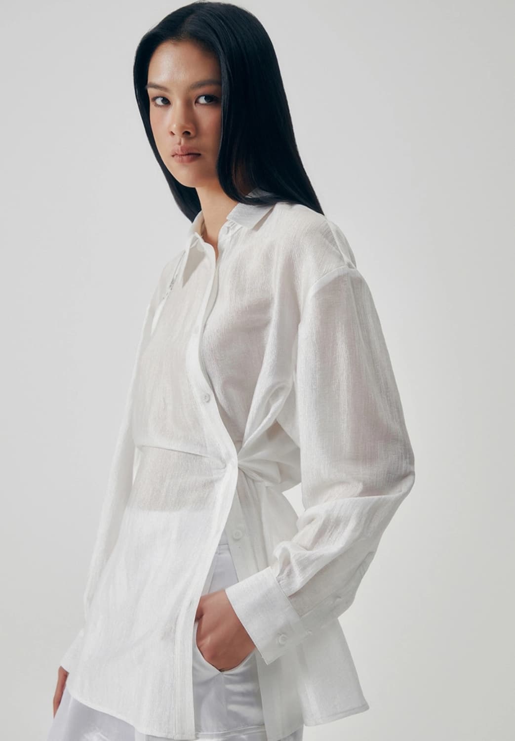 트리밍버드 셔츠 Asymmetry Neckline Shirt 상품이미지3