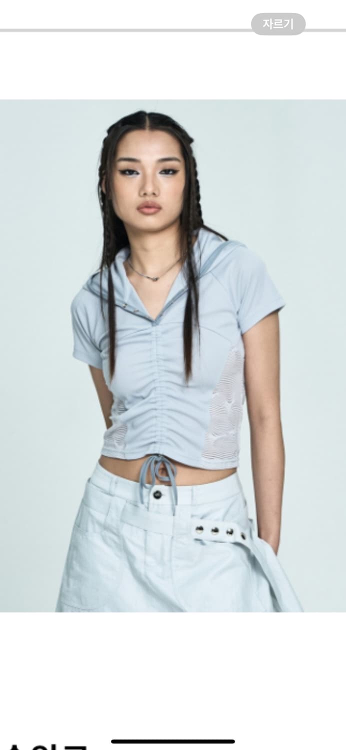 Setup exe Raglan button hoodie top 셔링반팔 상품이미지3