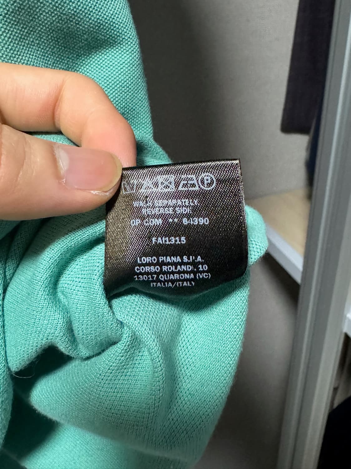 로로피아나 코튼 반팔 카라티셔츠 민트 L 상품이미지7