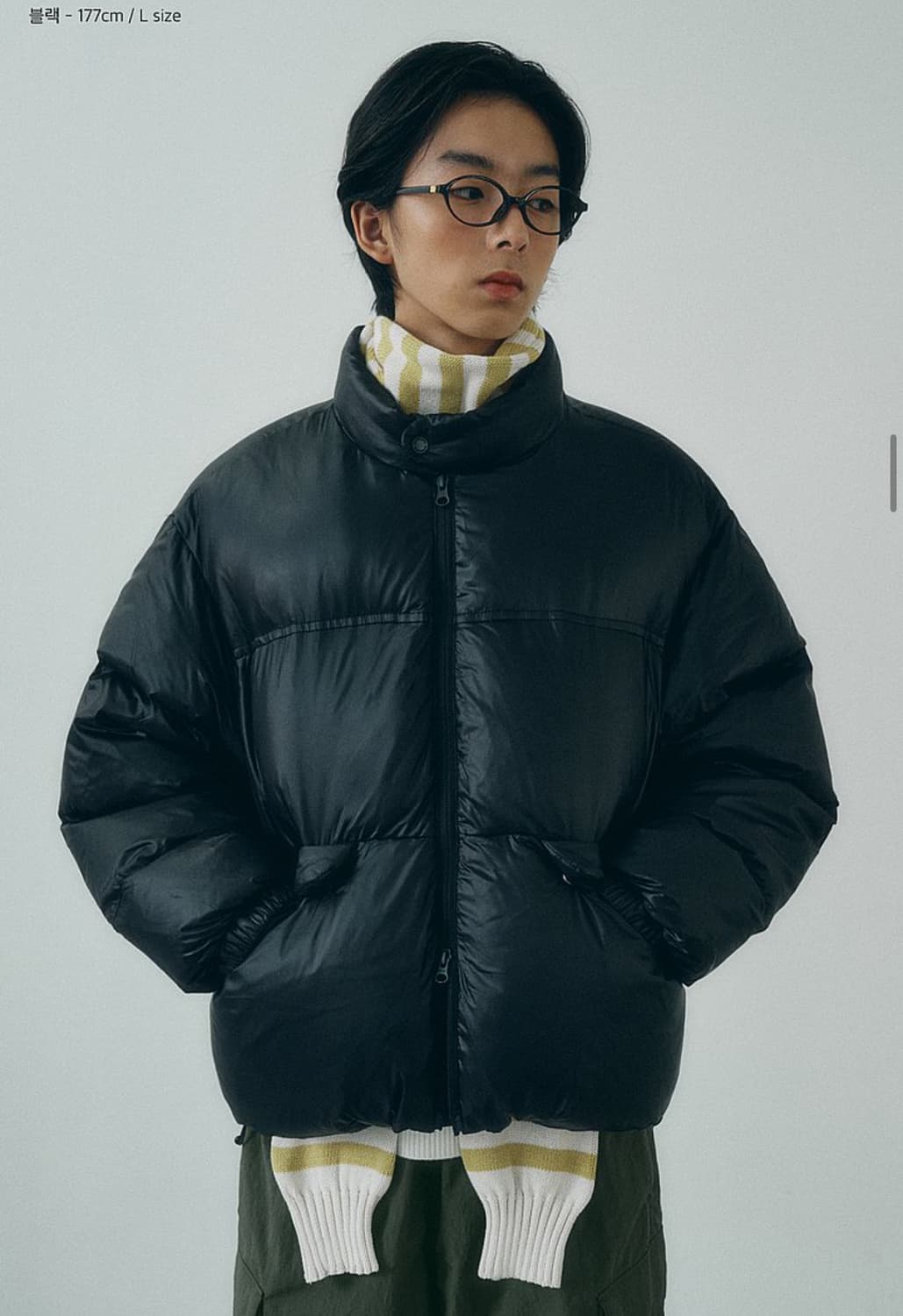 코드그라피 덕다운 푸파 숏패딩 블랙 xl 새상품 상품이미지5