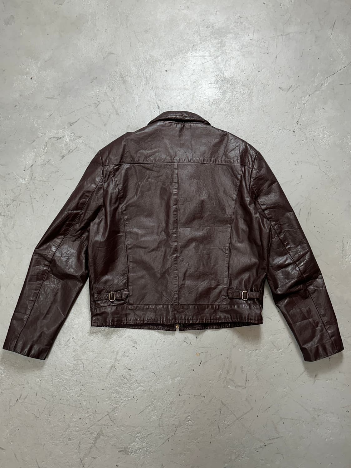 80's 빈티지 버건디 크롭 레더 자켓 파이트 클럽 상품이미지4