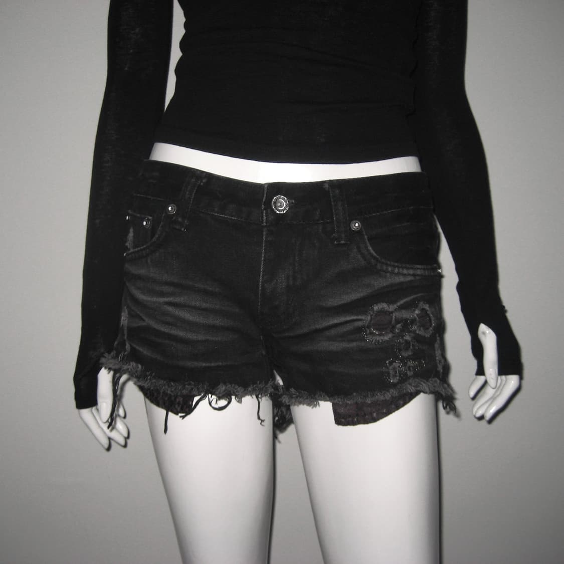 펑크 흑청 팬츠 반바지 상품이미지2