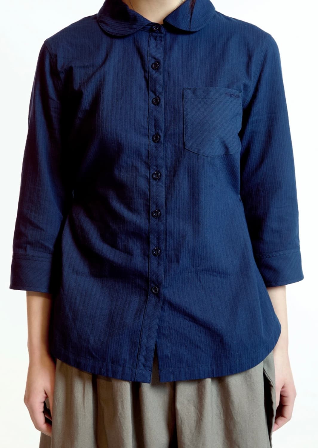 코이세이오 라운드 카프리 셔츠 네이비 2사이즈 상품이미지2