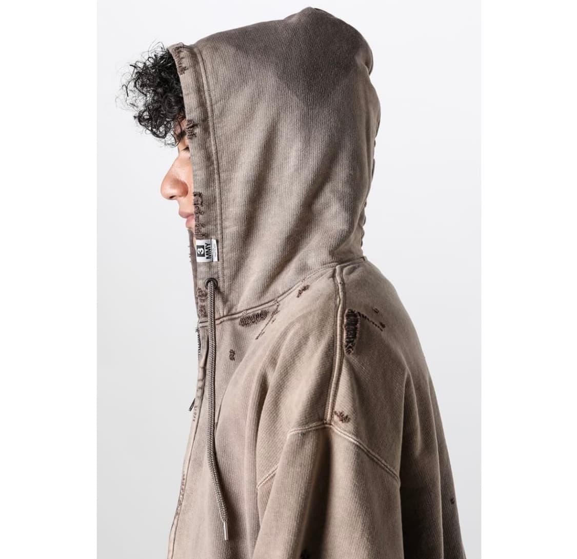 메종 미하라 야스히로 선페이디드 후드 집업 브라운 상품이미지3