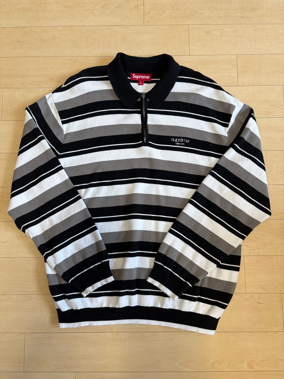 슈프림 스트라이프 집 롱슬리브 폴로 블랙 24FW L 상품이미지2