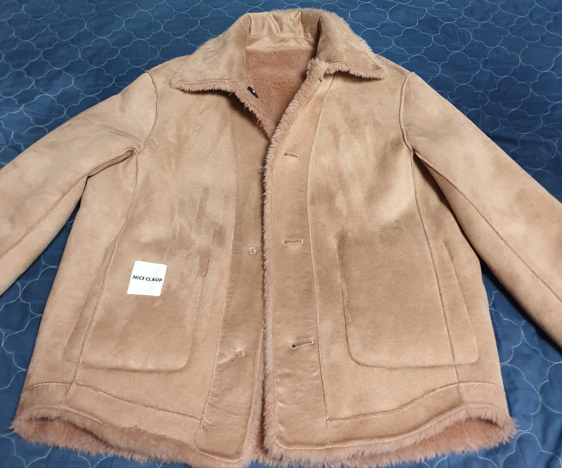 나이스클랍 아웃포켓 울100% 페이크 무스탕 자켓 카멜 (F) 상품이미지3