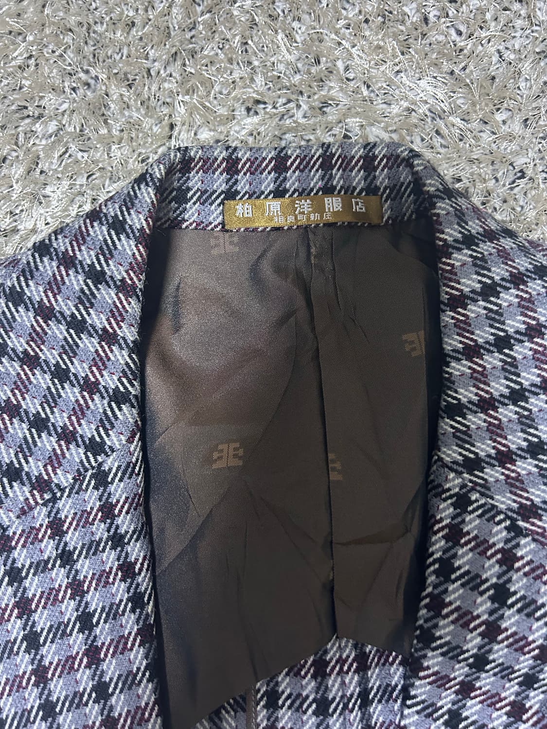 일제 커스텀메이드 체크울 블레이저 사이즈 100 상품이미지3