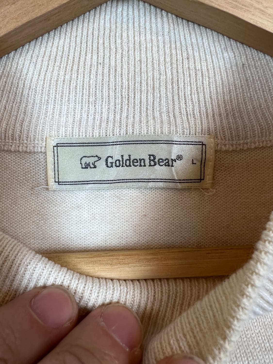 T158 Golden Bear 아이보리 니트 L 상품이미지3