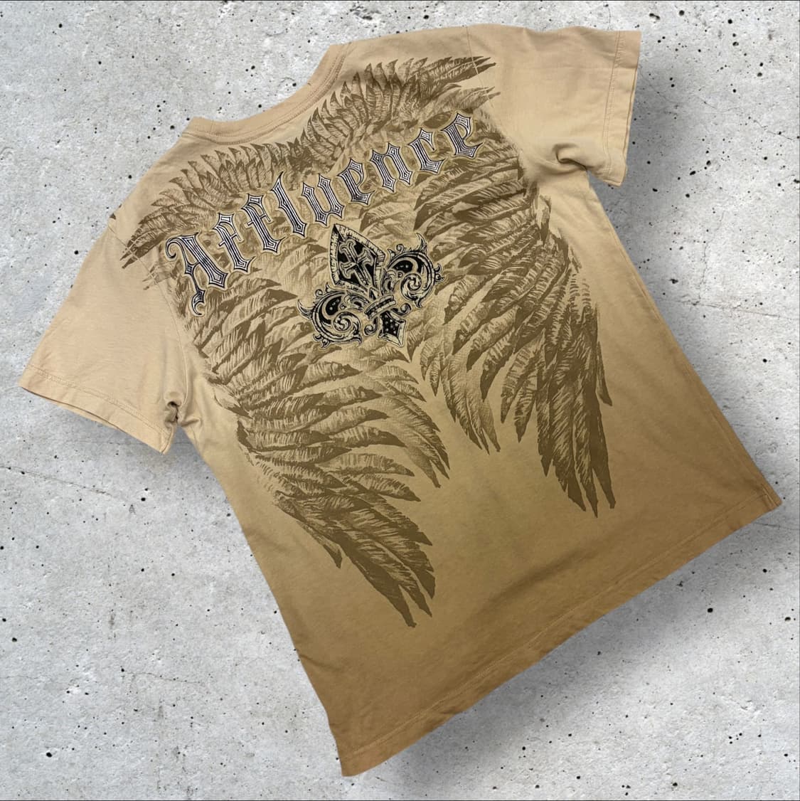 [L] Affliction 어플릭션 Y2K 반팔 티셔츠 베이지 C900 상품이미지1